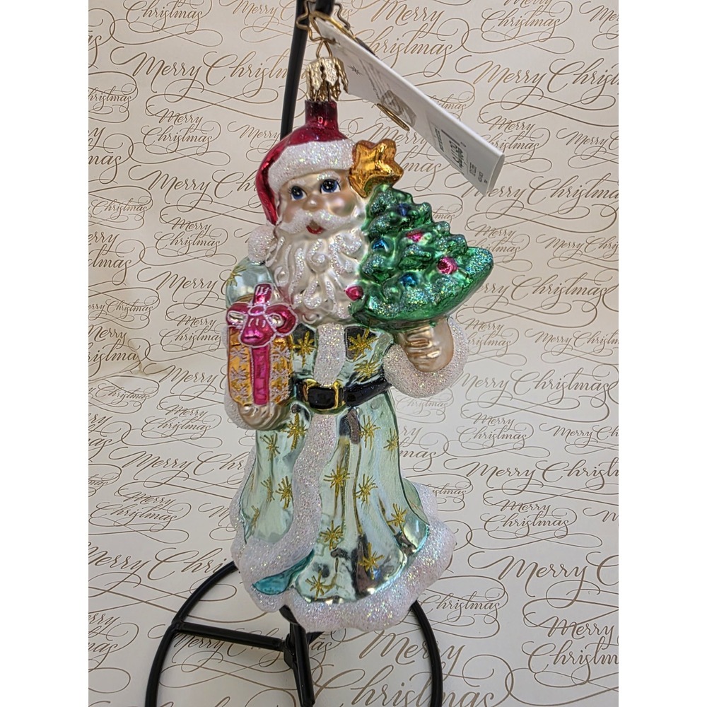 Christopher Radko Aqua Nick 1010366 Santa Christmas Ornament 2002 Poland 7"